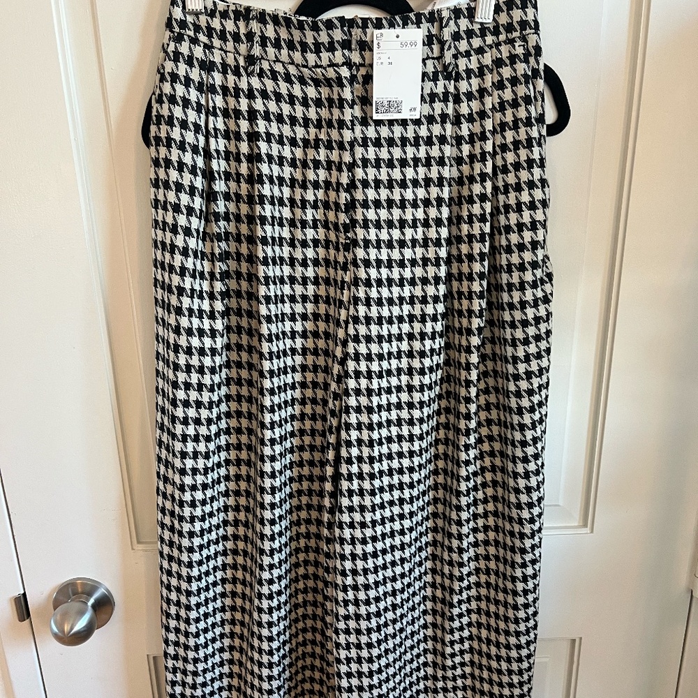 H&M wide leg pants B&W houndstooth US size 4